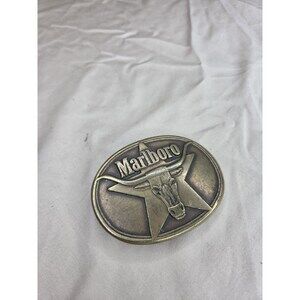 Marlboro Oval Silver Belt Buckle - Star Logo Western Collectible